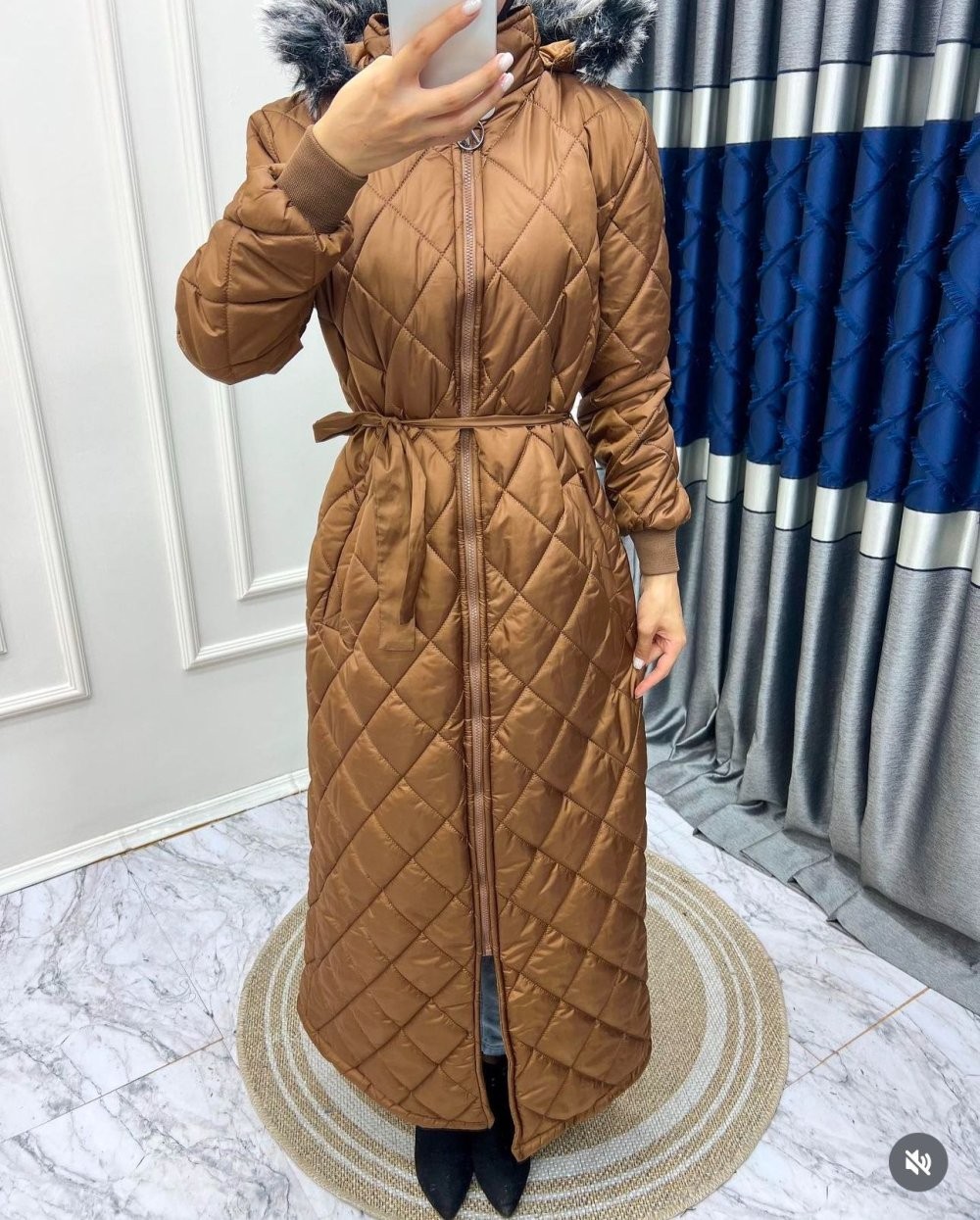 kahve Premium Uzun Mont Tesettür Giyim