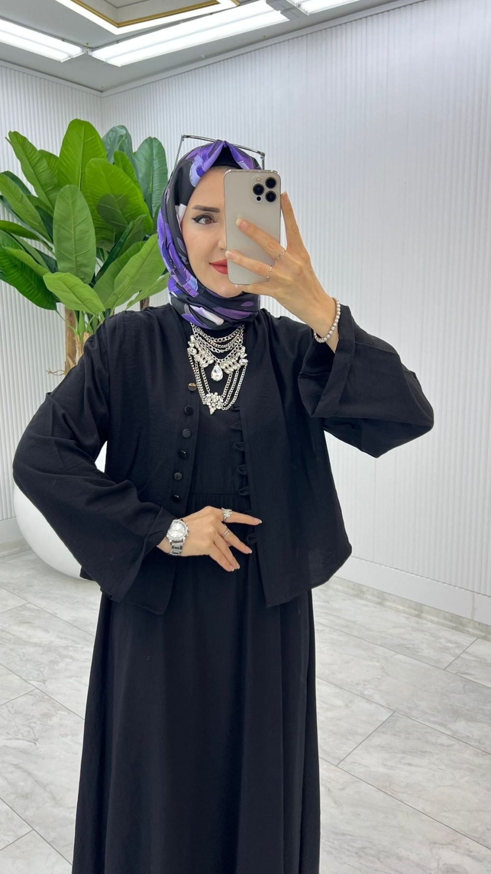 Siyah Halime Elbise Takım Tesettür Giyim