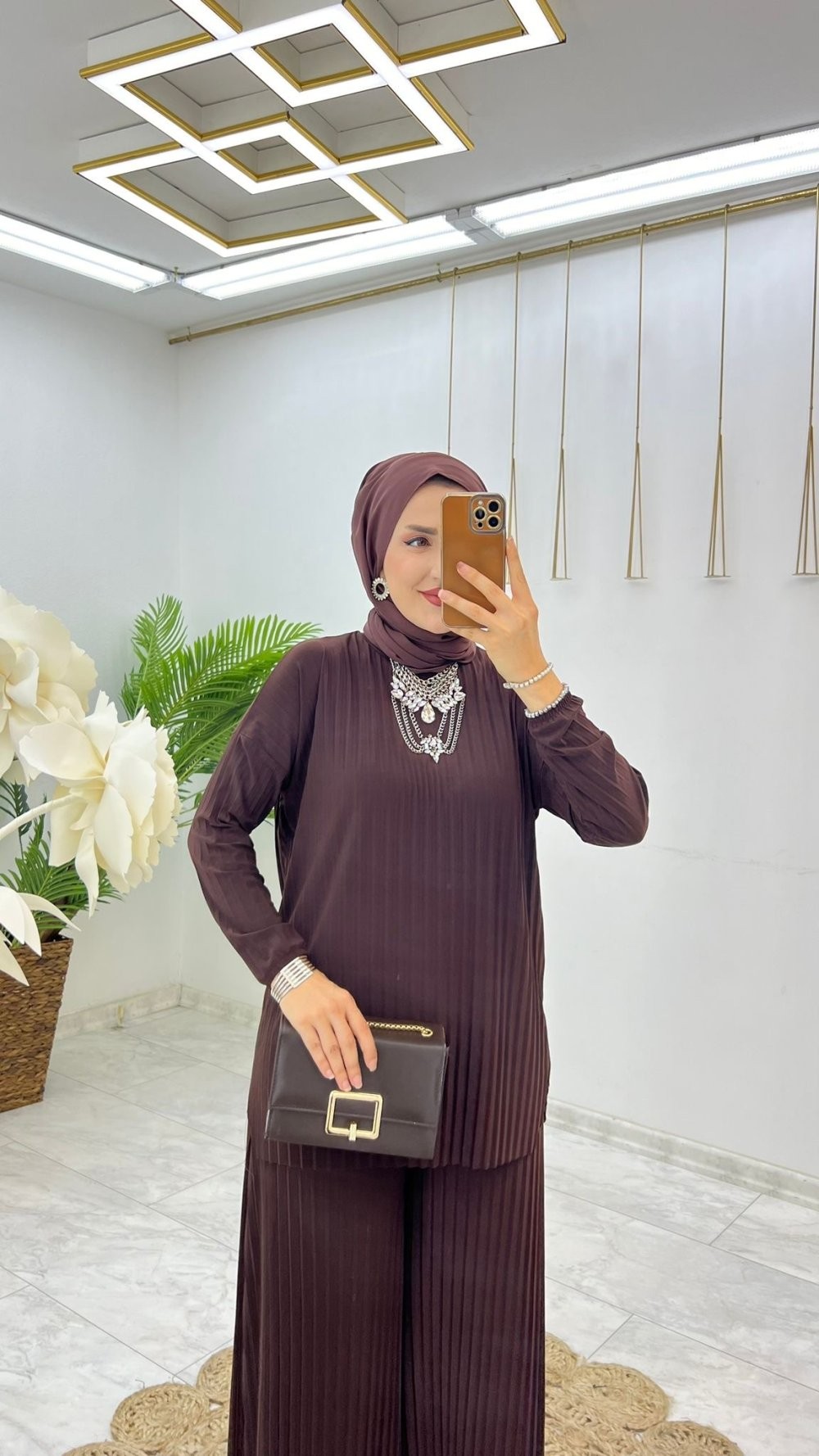 Kahve Sevda Takım Tesettür Giyim