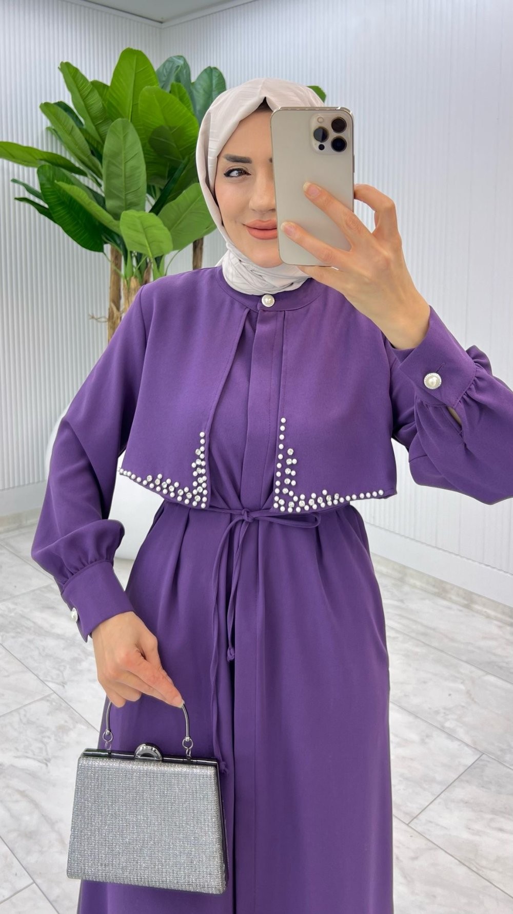 Mürdüm Premium Amor Ferace Tesettür Giyim