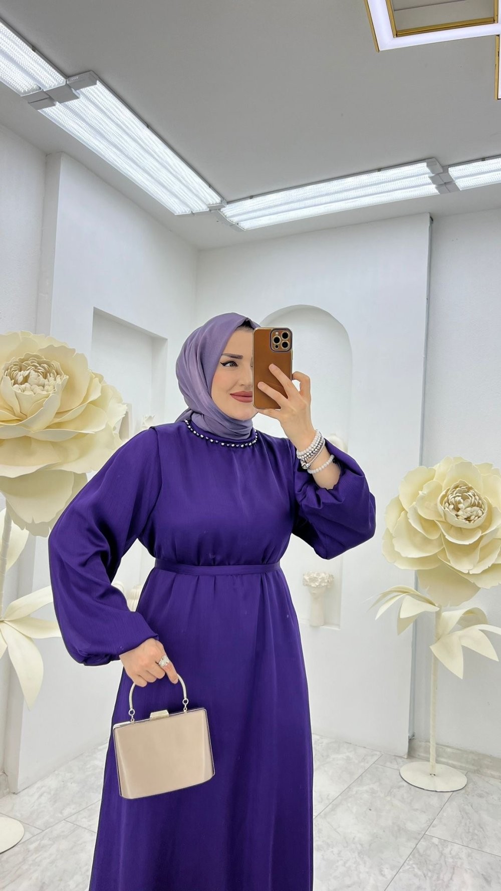 Mor Buse Elbise Tesettür Giyim