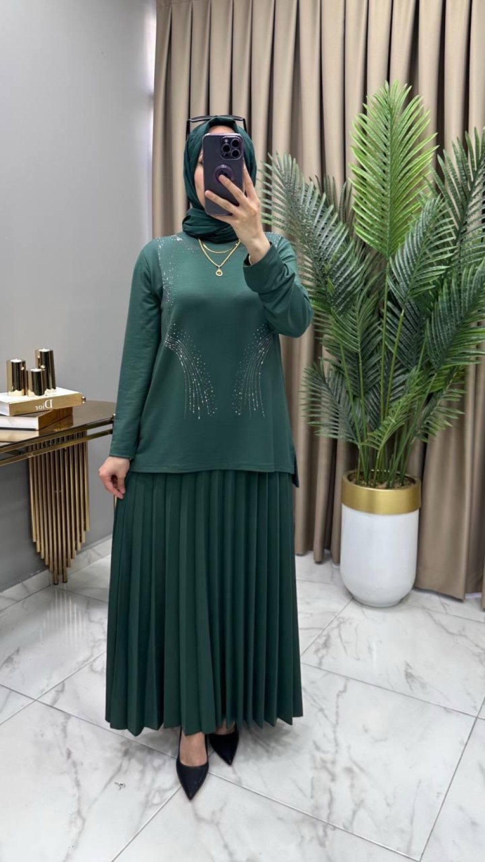Alya Taşlı Takım Zümrüt 