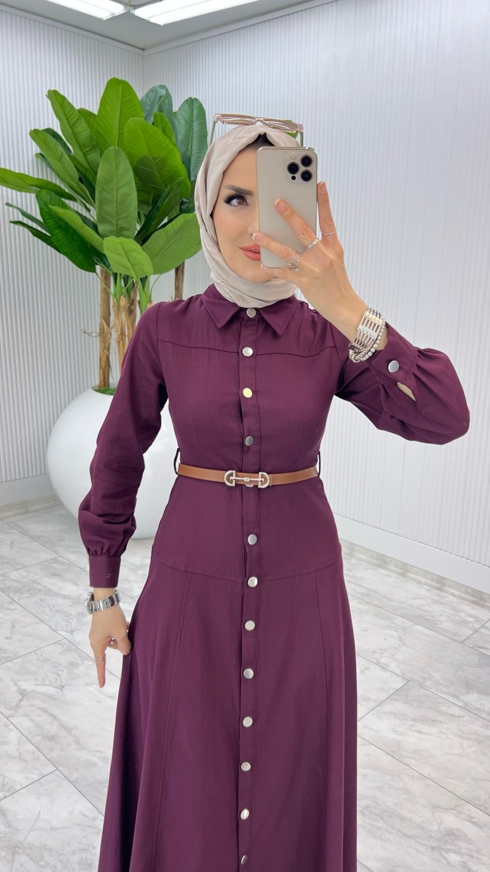 Bordo Premium Selin Elbise Tesettür Giyim