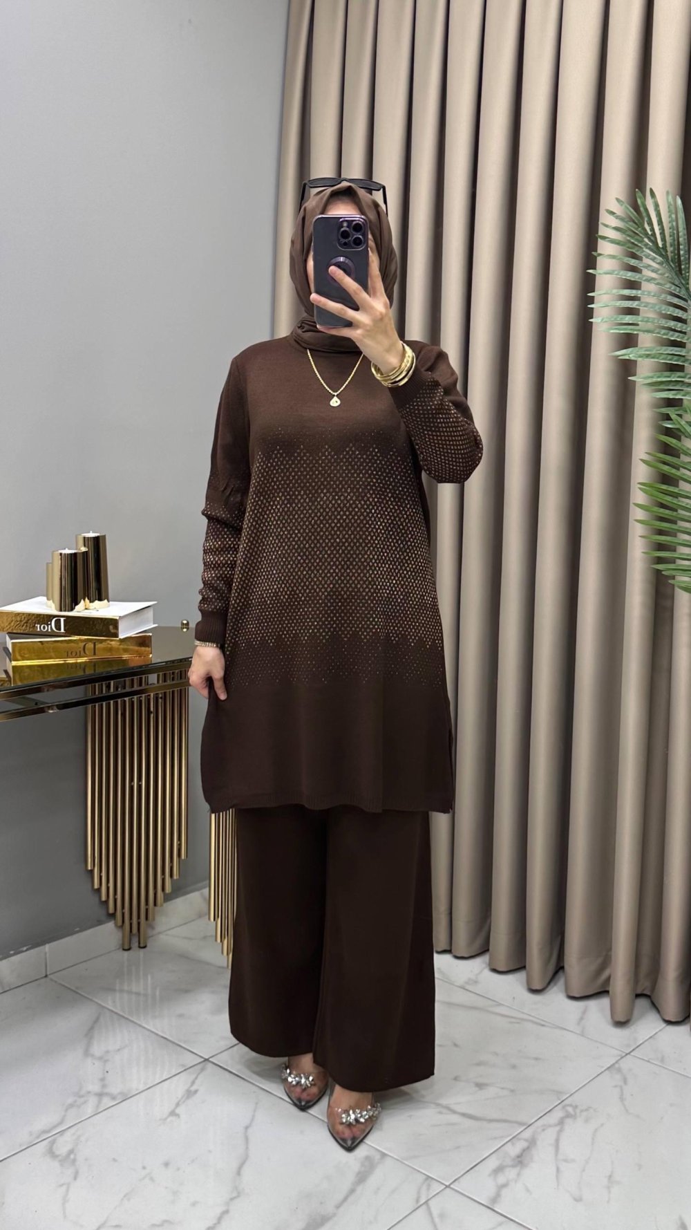 Yağmur Triko Takım Kahve