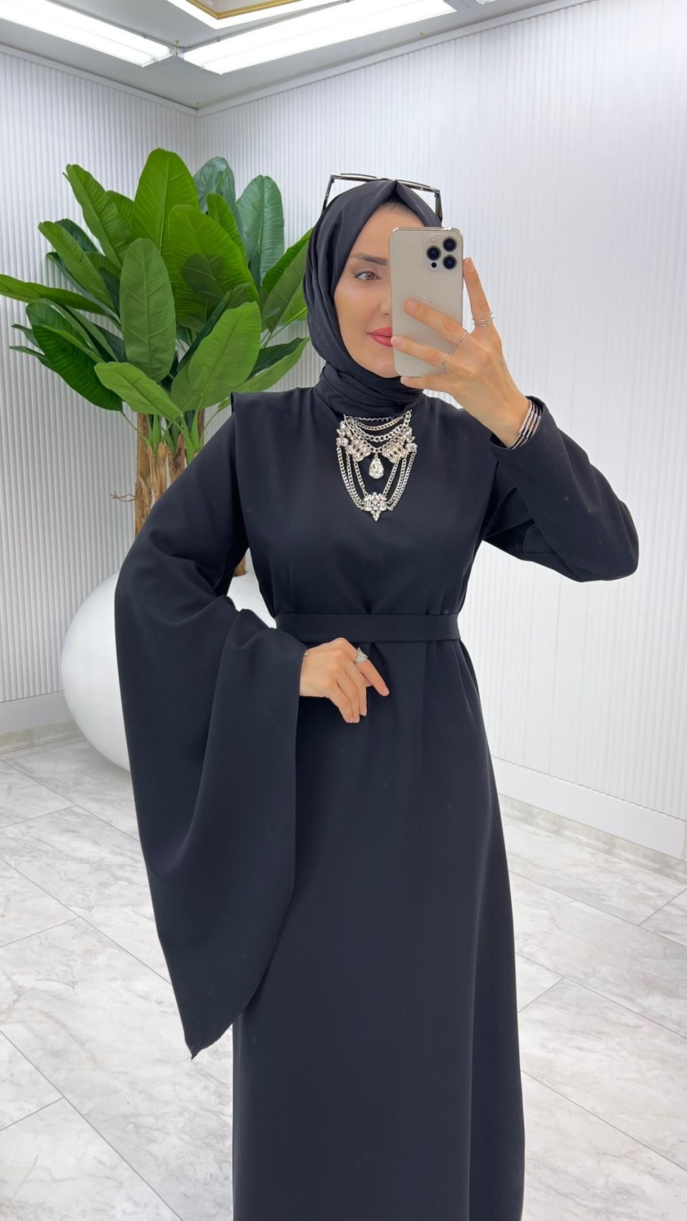 Siyah Premium Yağmur Elbise Tesettür Giyim