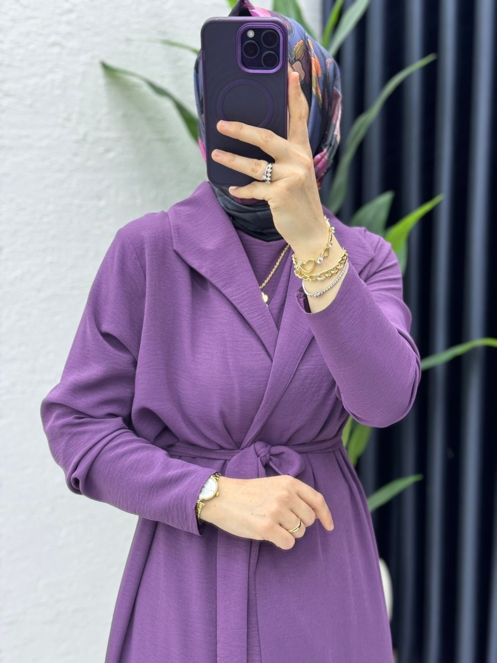 Mürdüm Premium Üçlü Helena Takım Tesettür Giyim