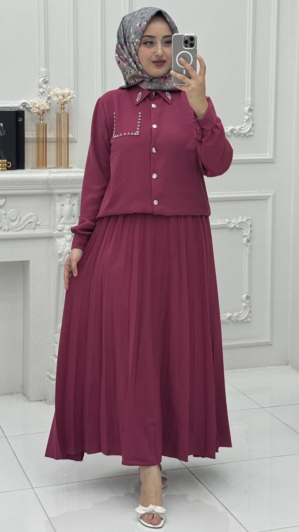 Hazal Etek Takım Bordo
