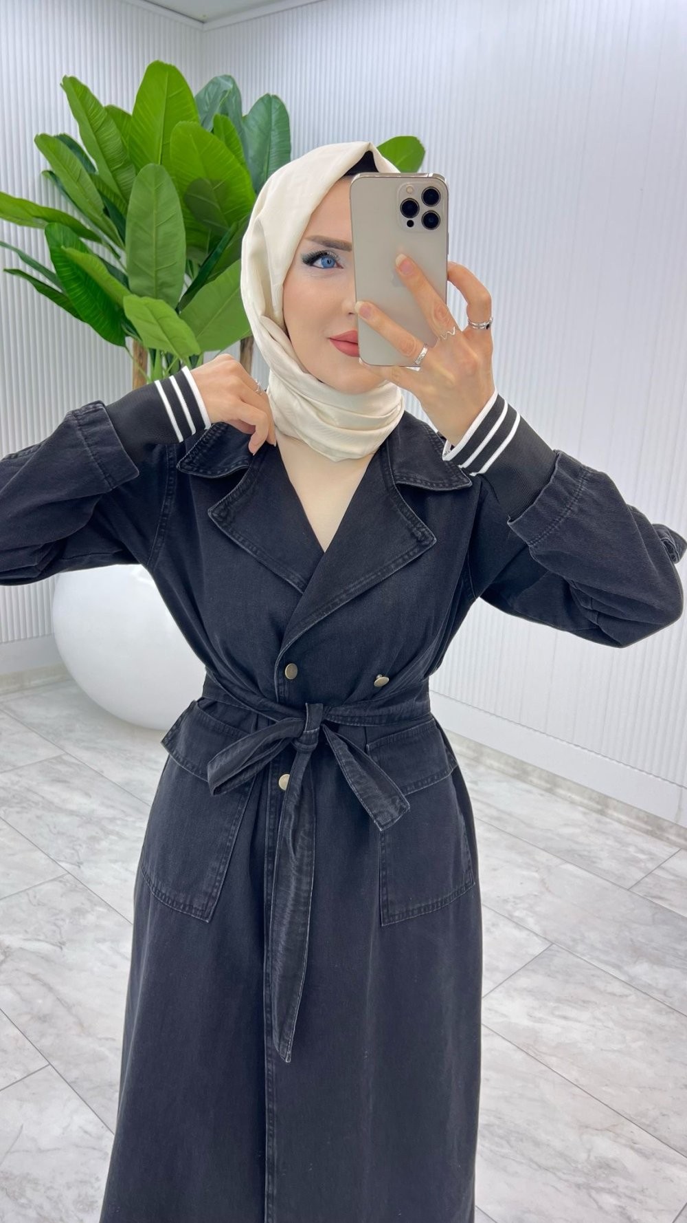 Siyah Premium Hançer Kot Kap Tesettür Giyim