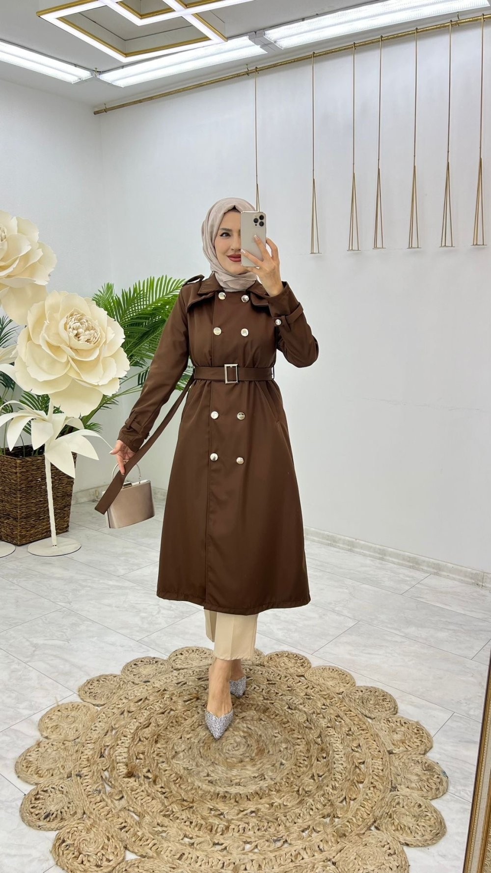 Kahve Sultan Trenç Tesettür Giyim