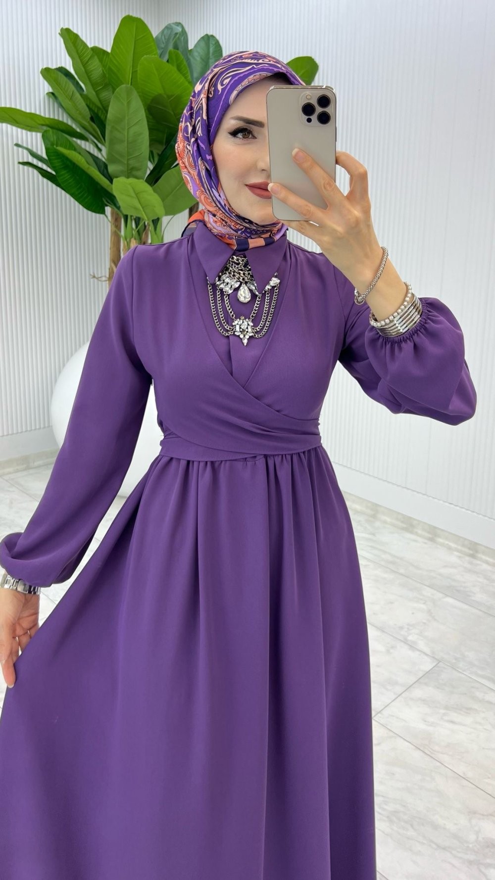 Mürdüm Premıum Dilara Elbise Tesettür Giyim