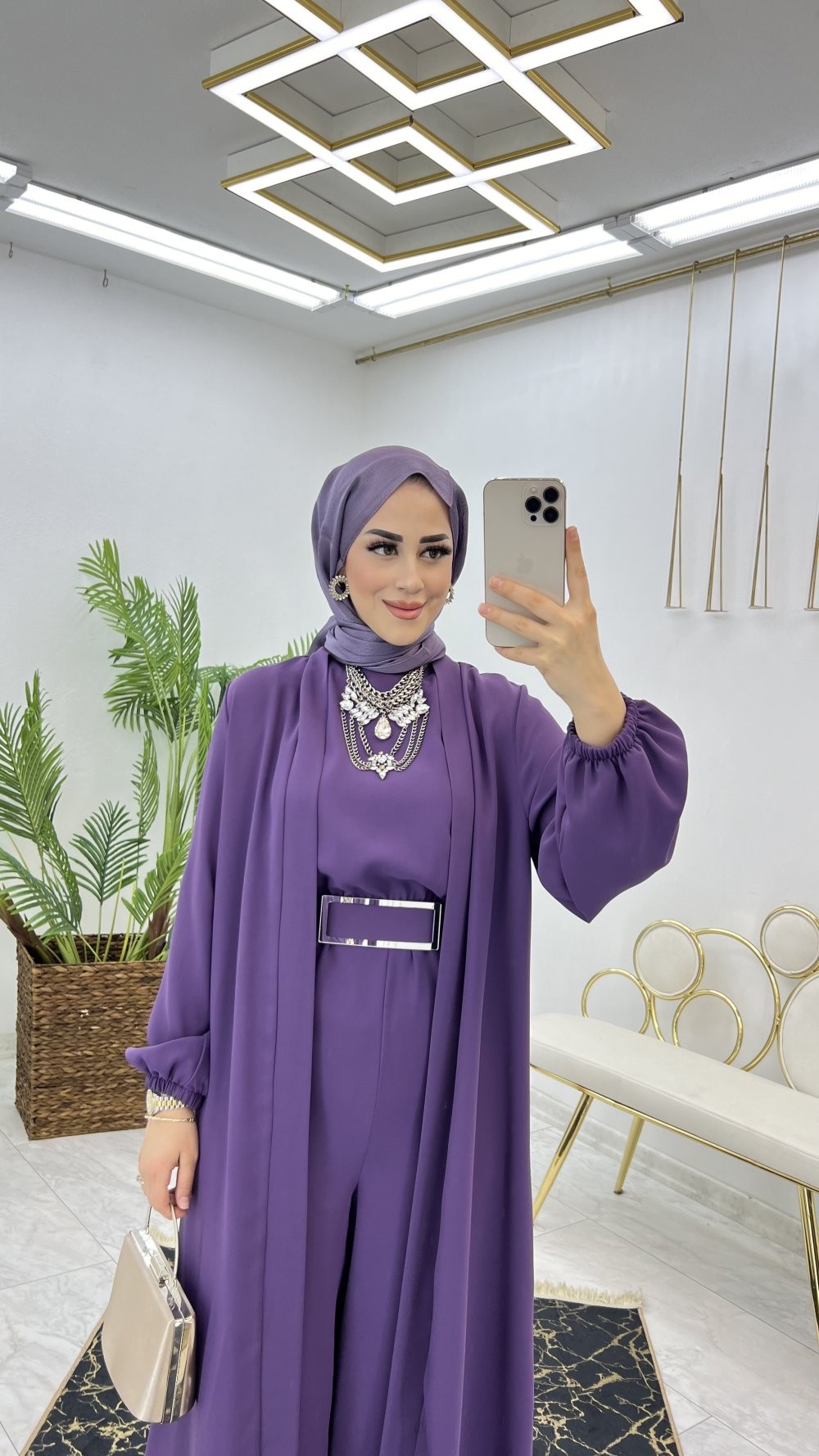 Mürdüm Premıum Fulya Abaya Tulum Takım Tesettür Giyim