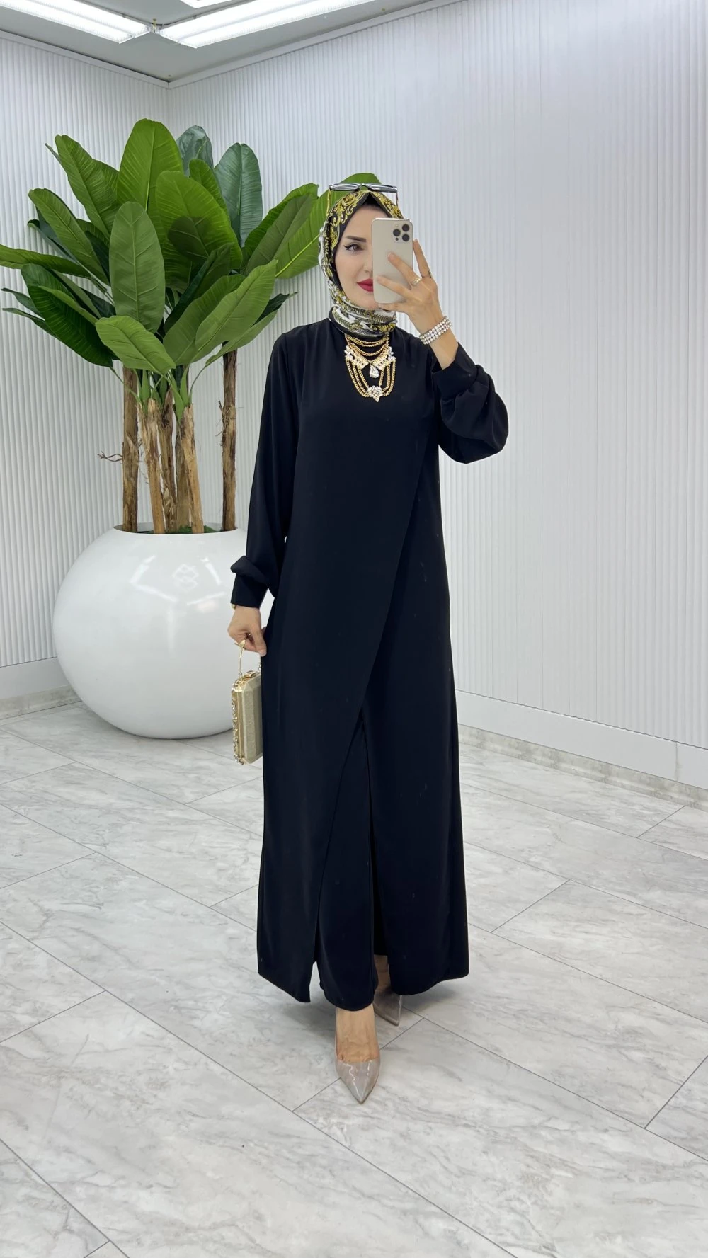 Siyah Ahum Tasarım Takım Tesettür Giyim 