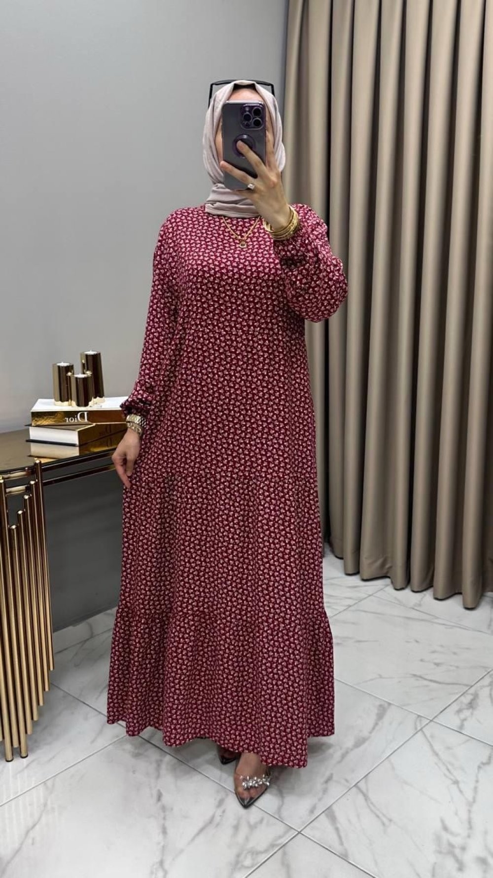 Gülsüm Elbise Bordo