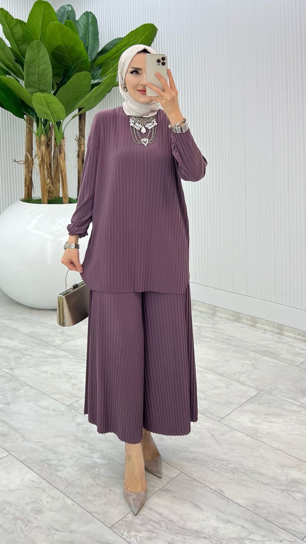Mürdüm  Bilge Pantolon Takım Tesettür Giyim