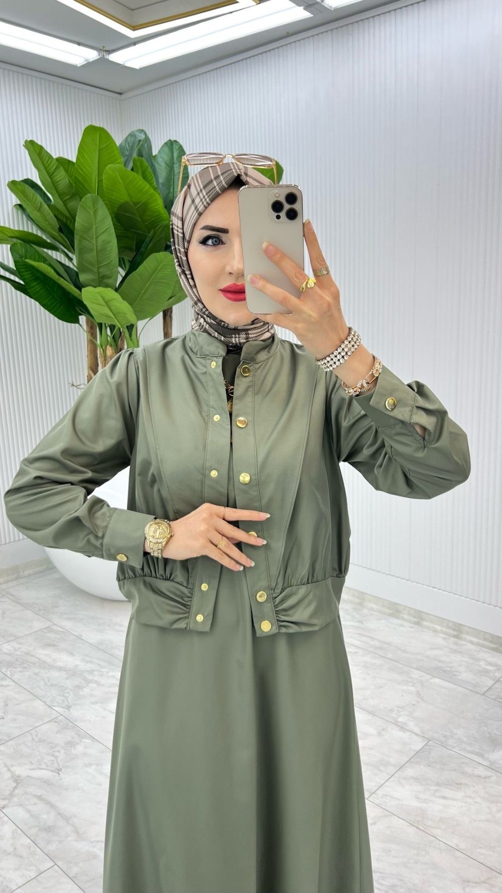 Haki Premium Gizem Takım Tesettür Giyim