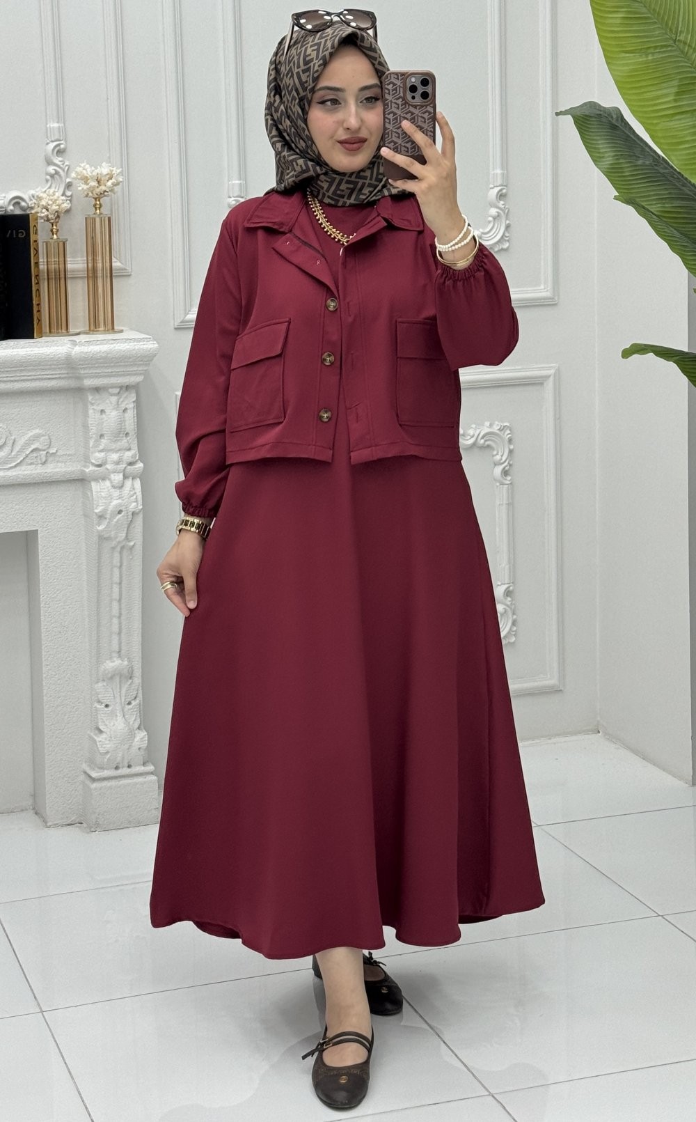 Eylül Elbise Bordo