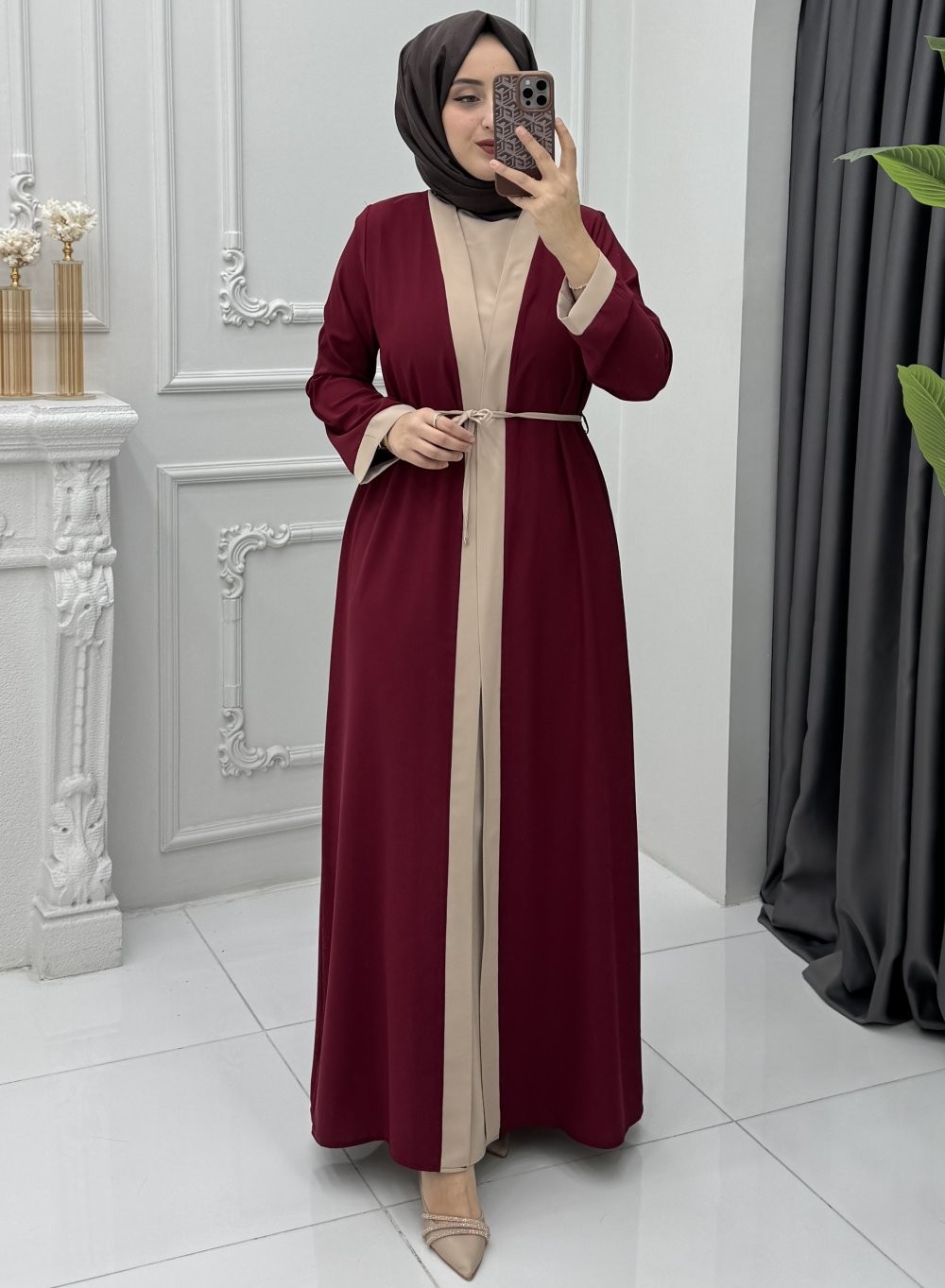 Leydi Elbise Takım Bordo