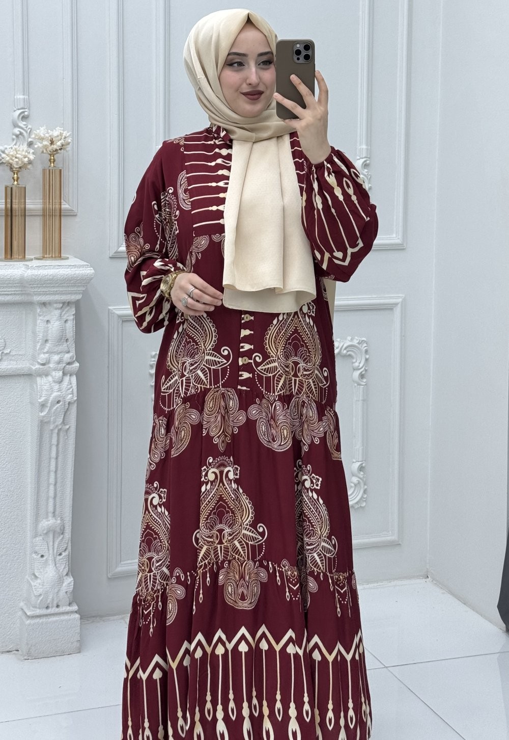 Nilüfer Elbise Bordo