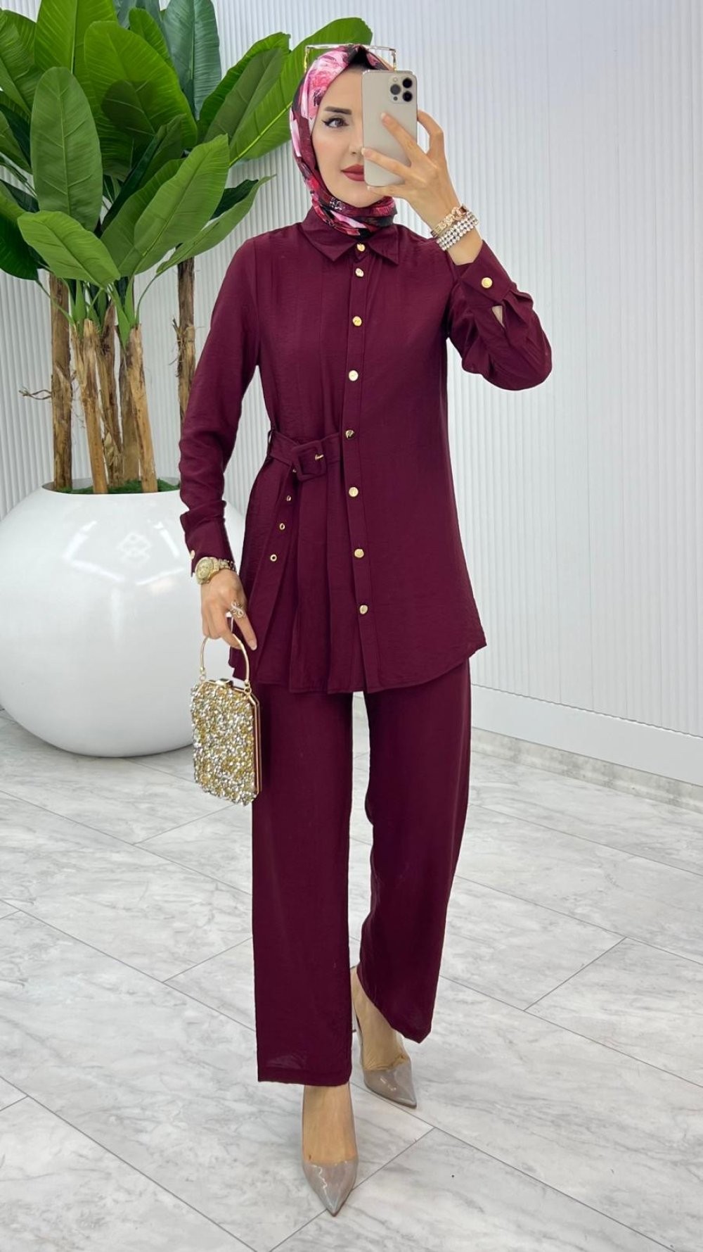 Bordo Premium Vildan Takım Tesettür Giyim