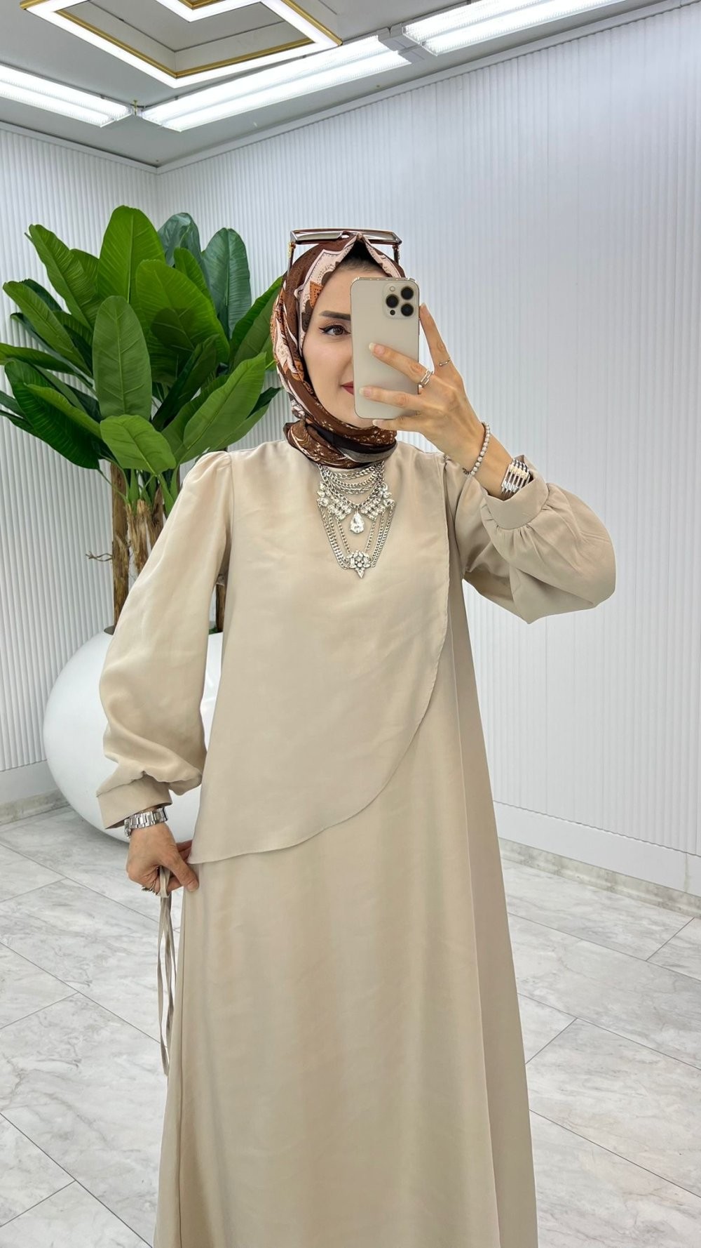 Taş Mavi Premium Paris Elbise Tesettür Giyim