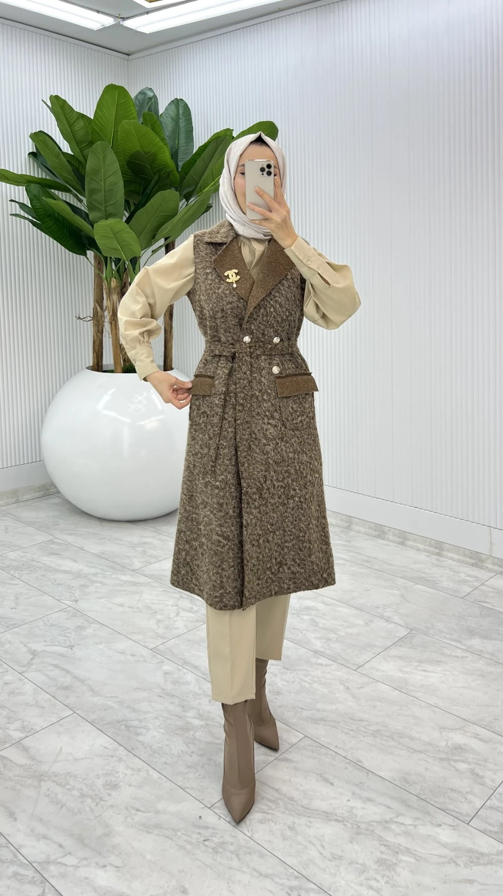 Kahve Fidan Channel Yelek Broş Hediyeli 