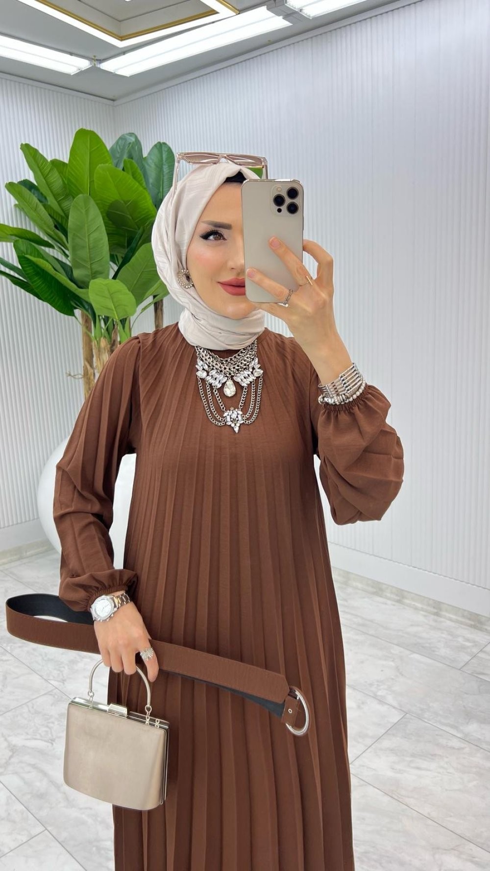 Kahve Deniz Elbise Tesettür Giyim