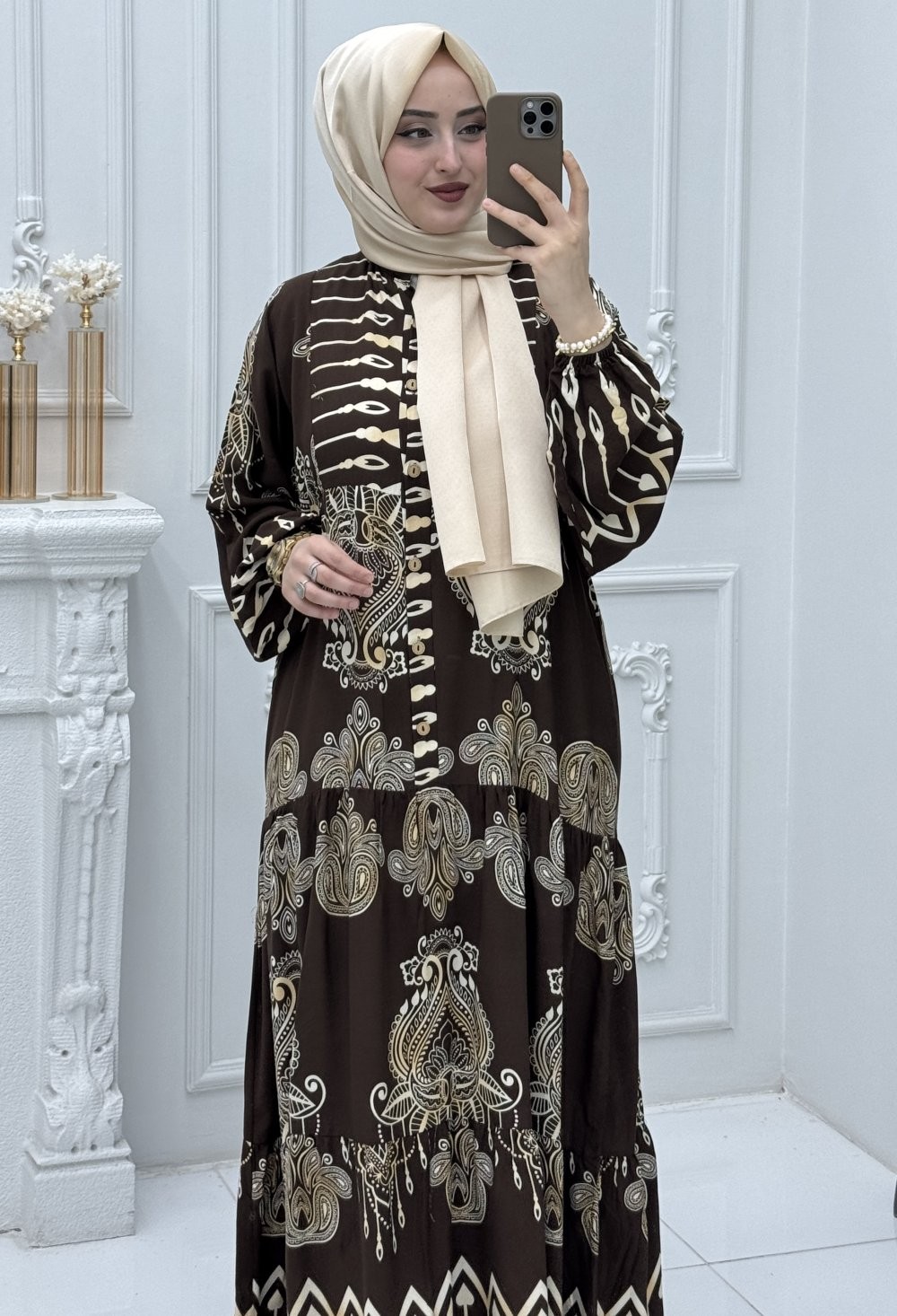 Nilüfer Elbise Kahverengi