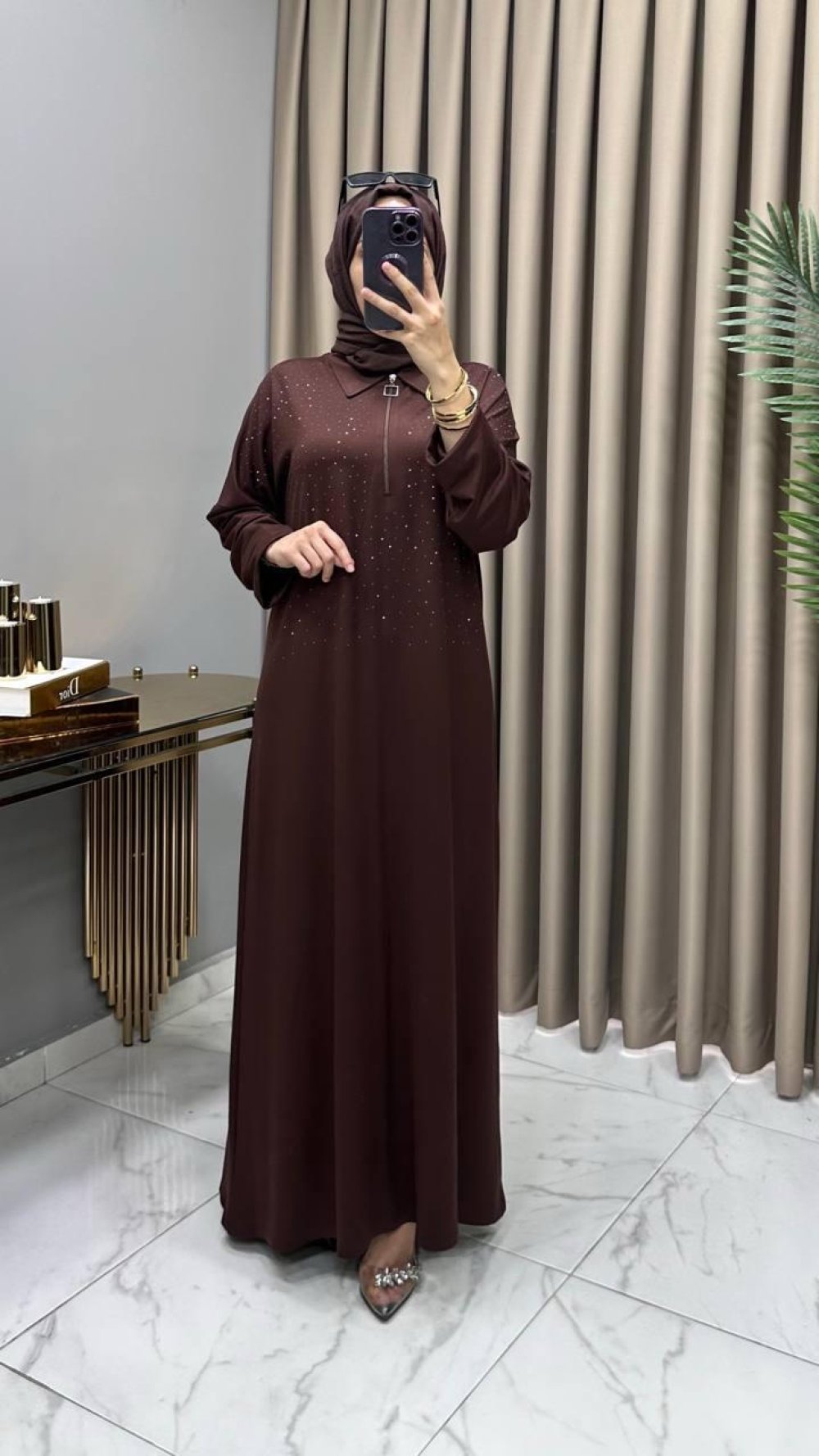 Lale Abiye Elbise Kahve