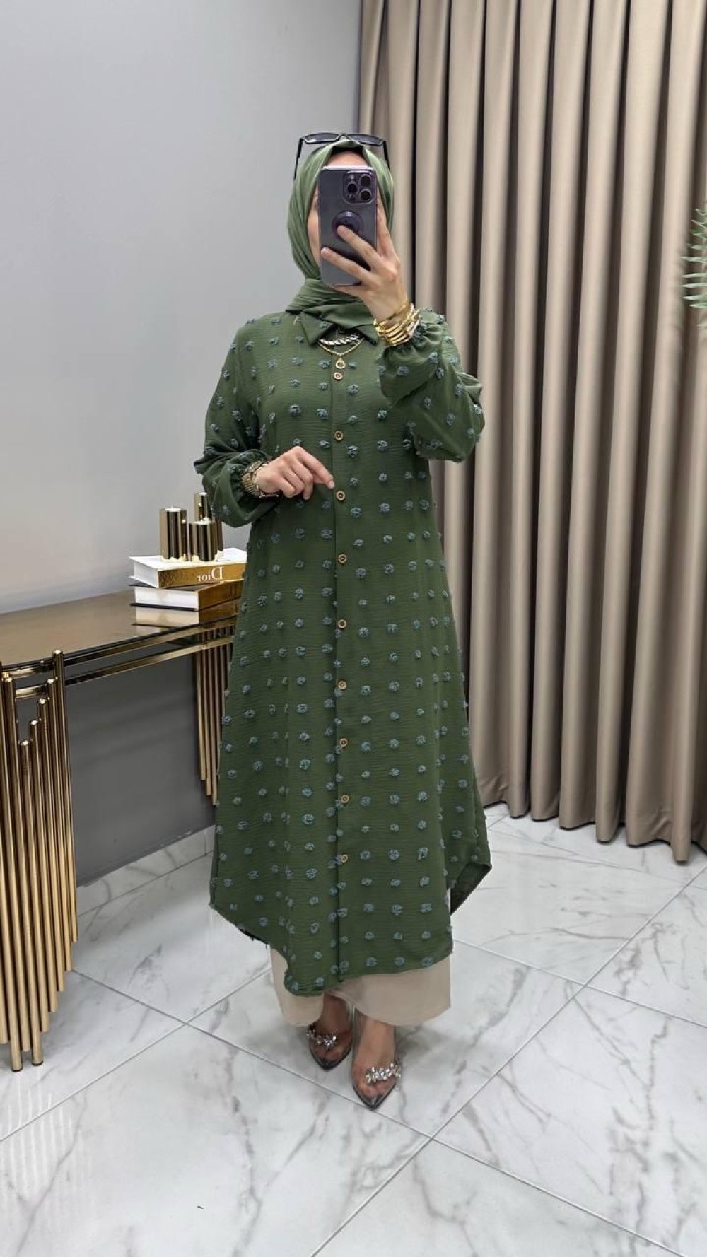 Boncuk Tunik Haki