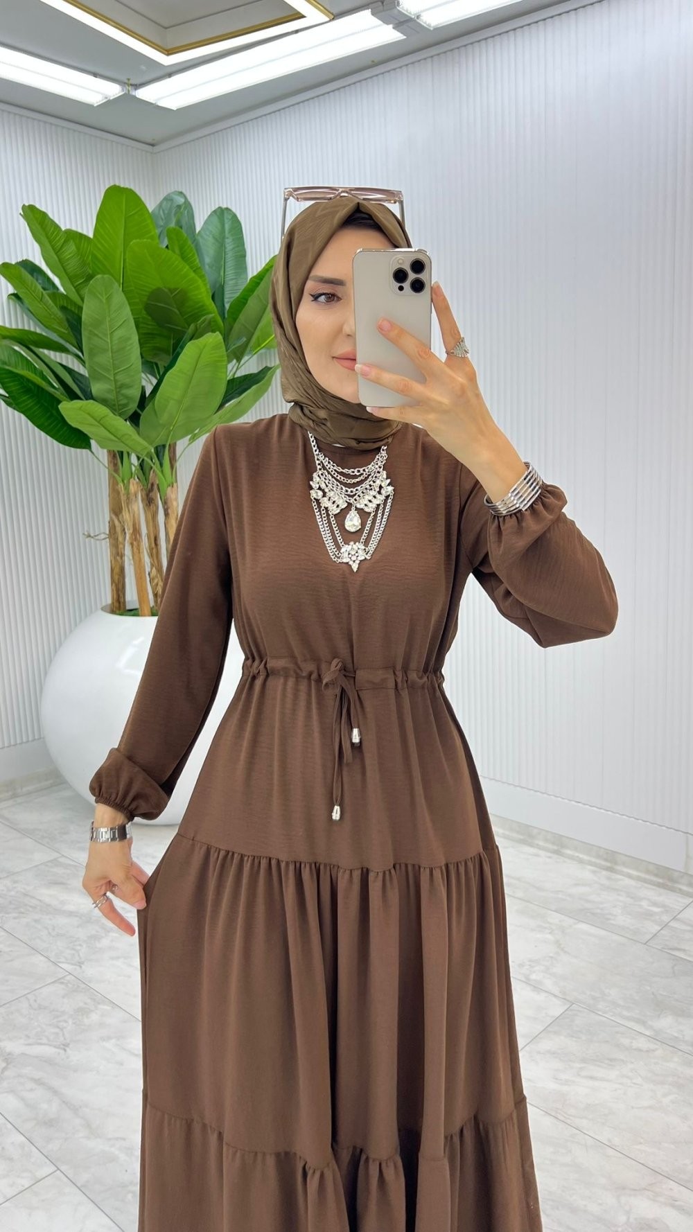 Kahve Nilay Elbise Tesettür Giyim