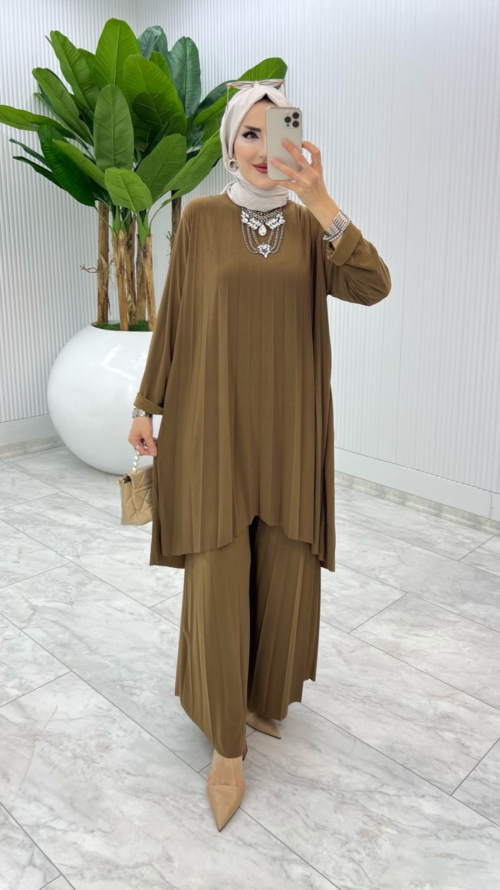 Camel Yezra Takım Tesettür Giyim