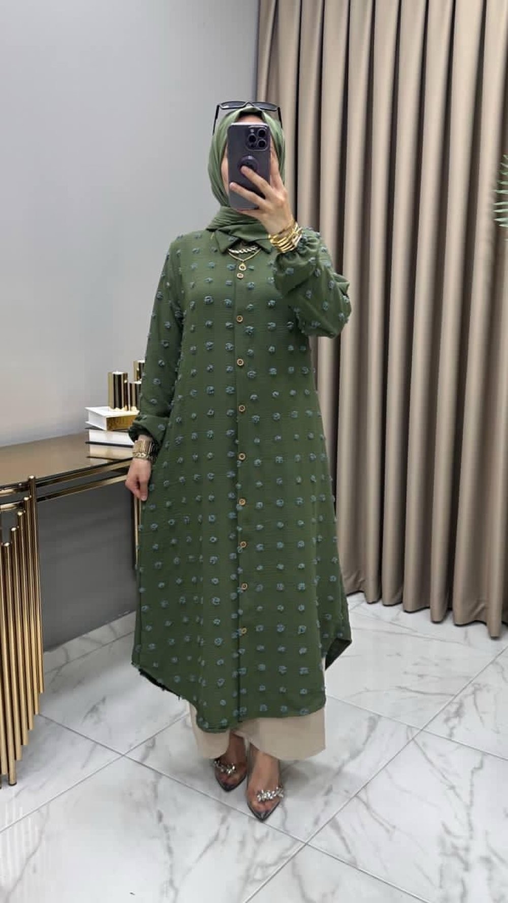 Boncuk Tunik Haki