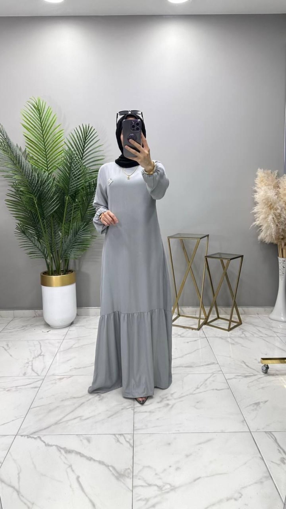 Nurgül Elbise Gri