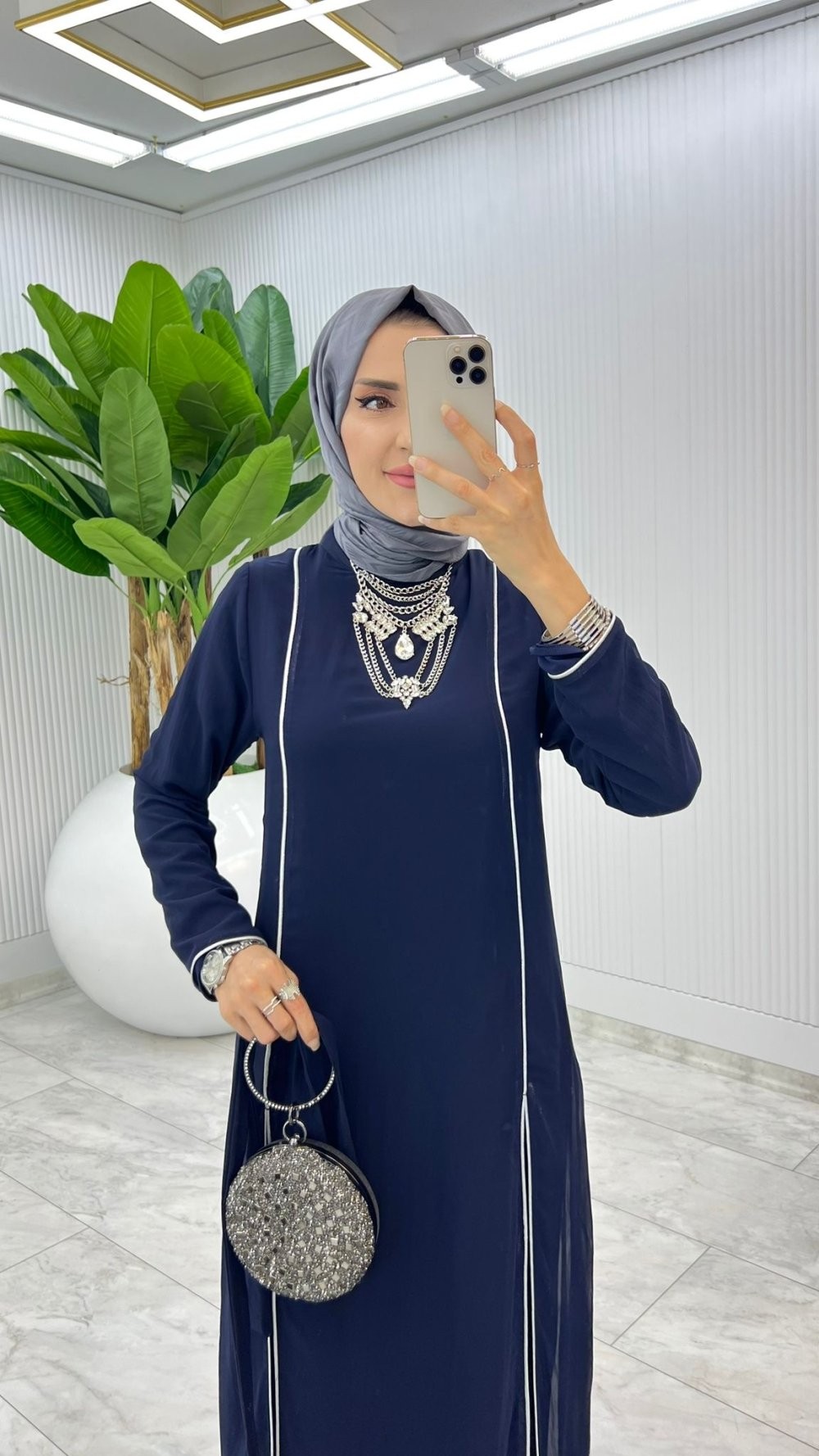 Lacivert Premium İkili İmren Takım Tesettür Giyim