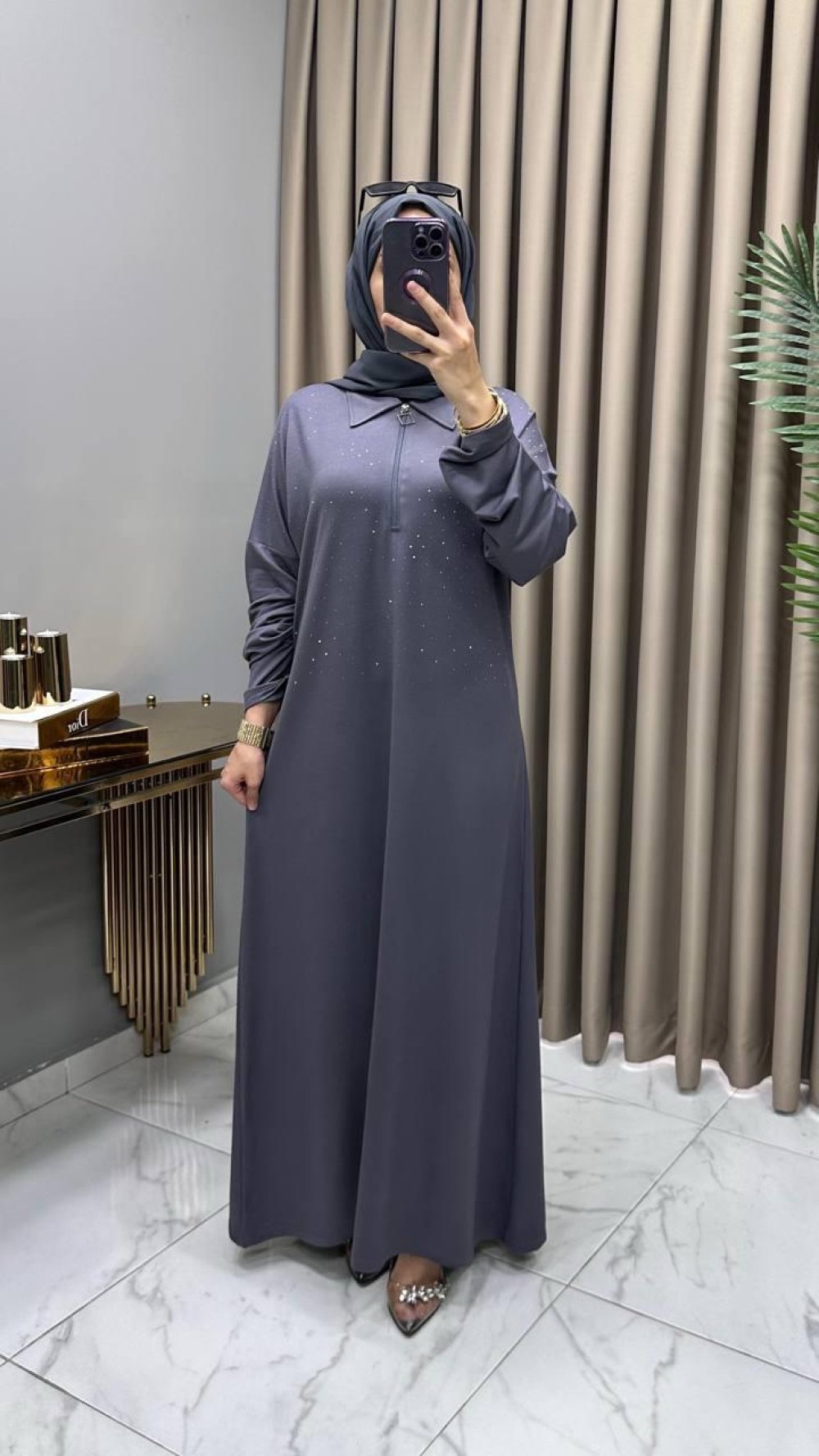 Lale Abiye Elbise Gri