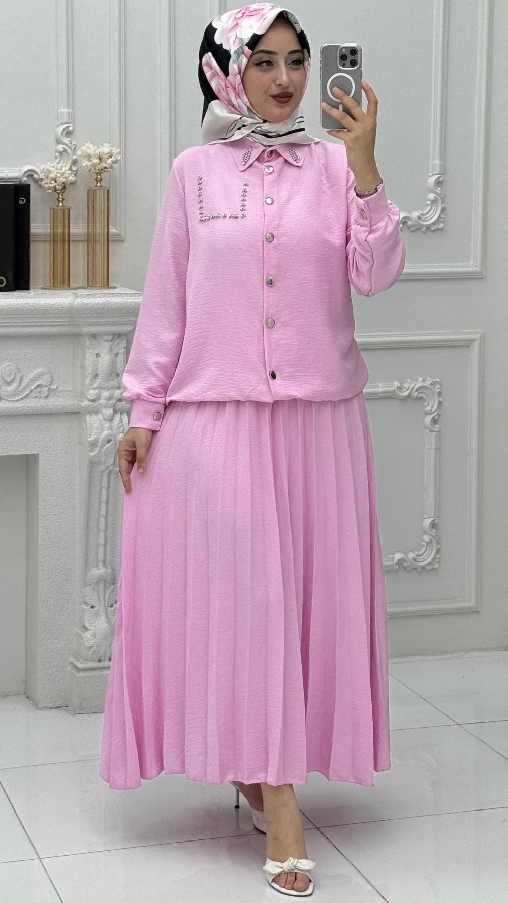 Hazal Etek Takım Pembe