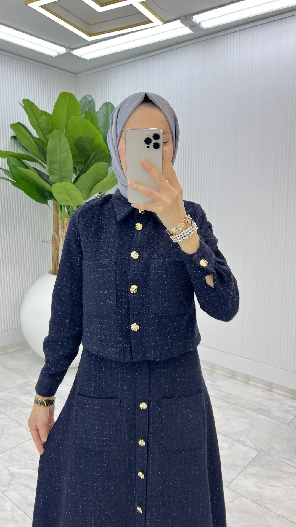 Lacivert  Gönül Channel Etek Takım 