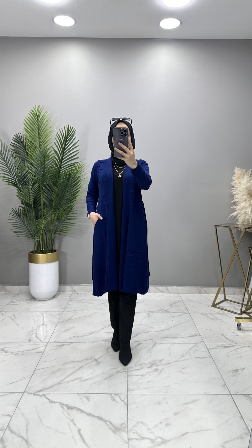 Nazlı Hırka Saks Mavi