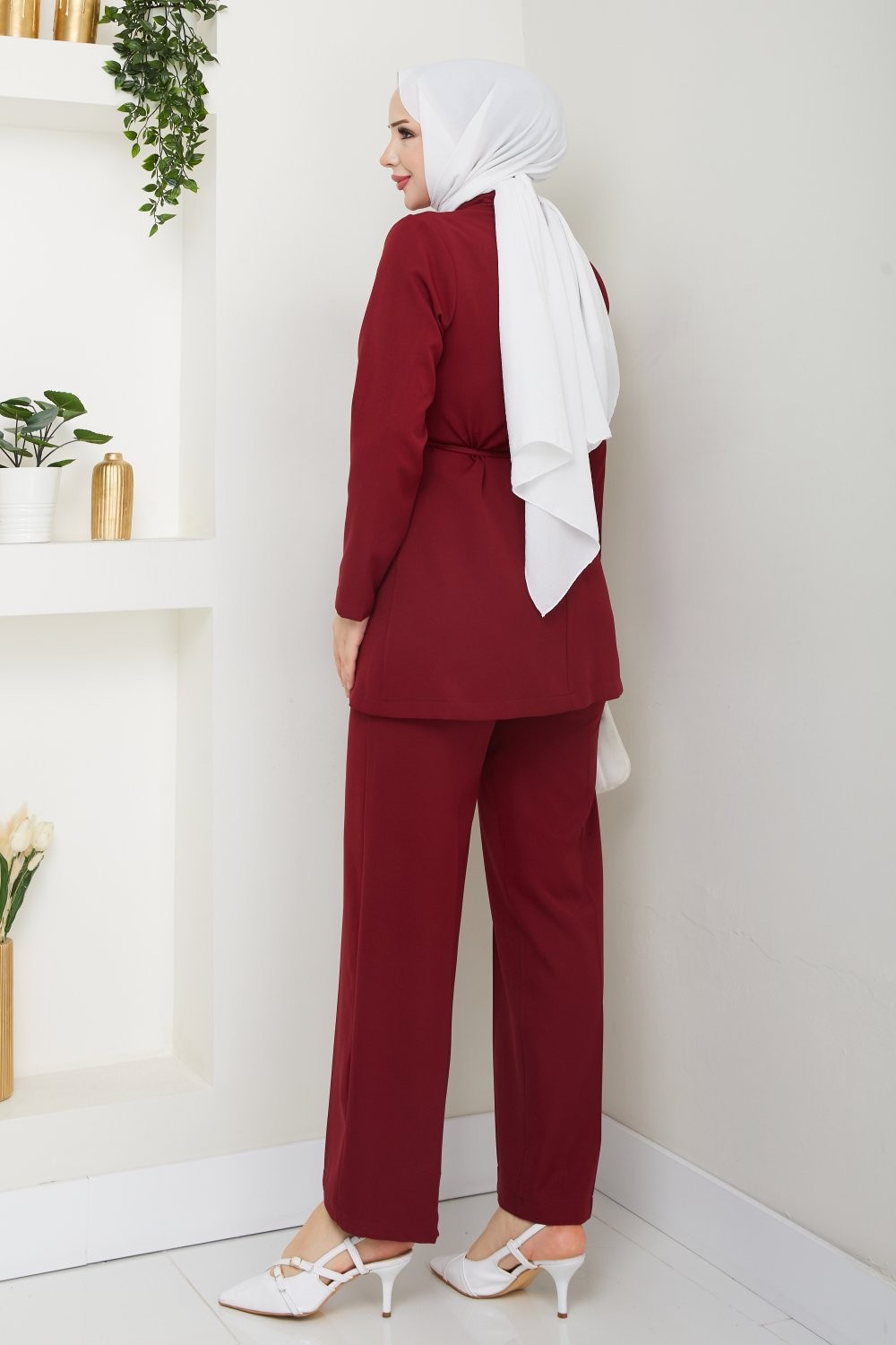 Bordo Modaceket Takım Tesettür Giyyim