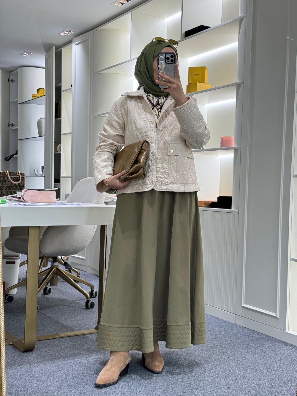Dikiş Detaylı Beli Lastikli Etek