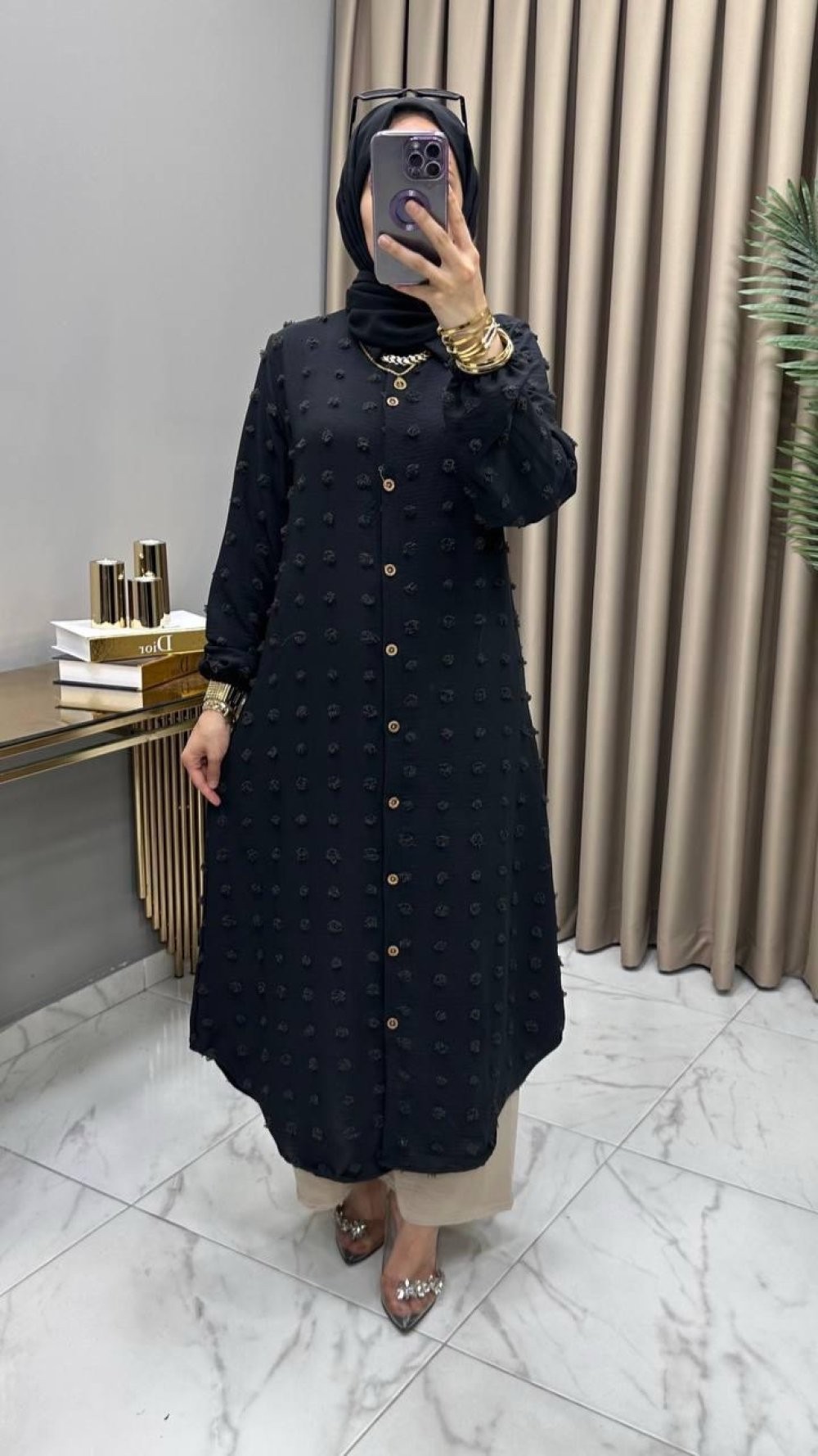 Boncuk Tunik Siyah