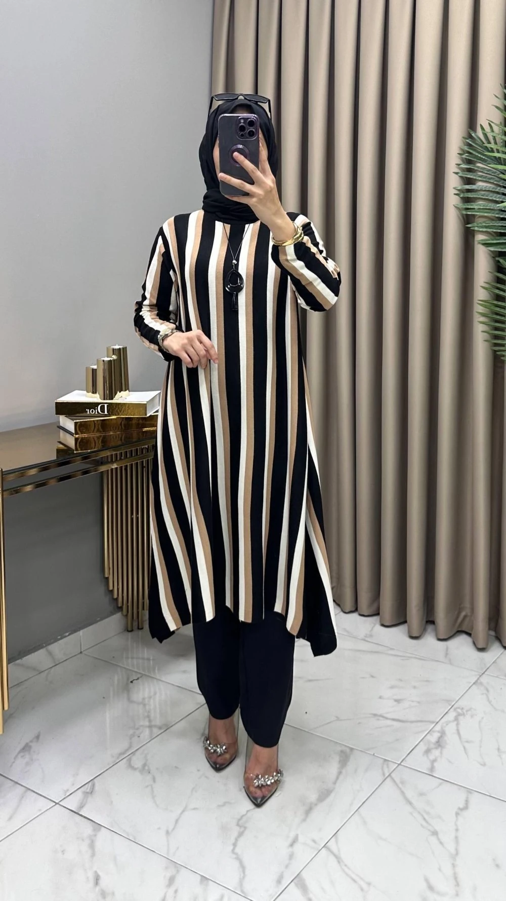 Nihal Triko Tunik Siyah Kolye Hediyeli