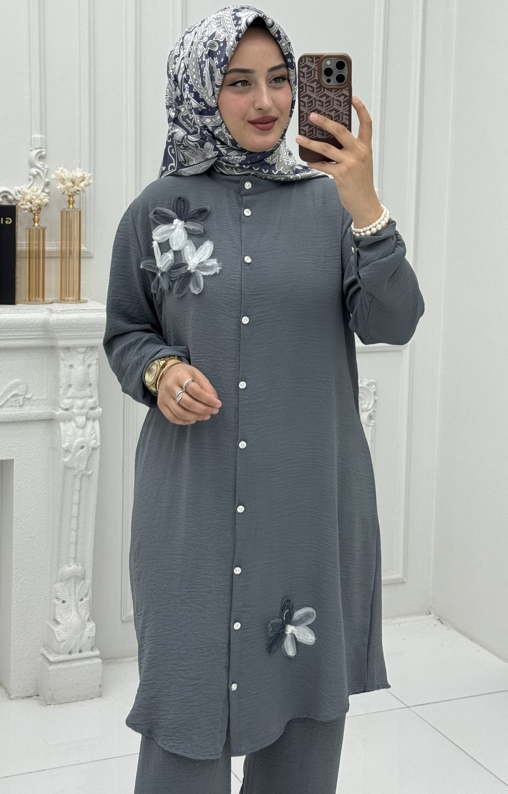 Açelya Takım Gri