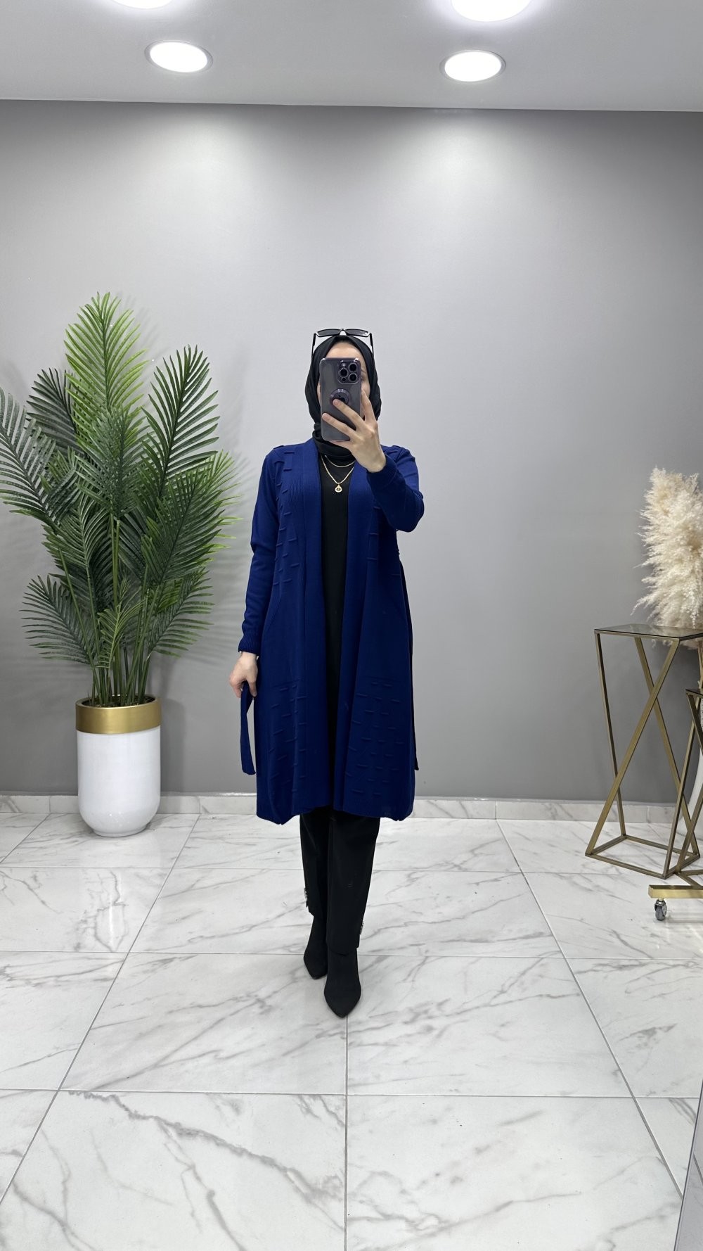 Nazlı Hırka Saks Mavi