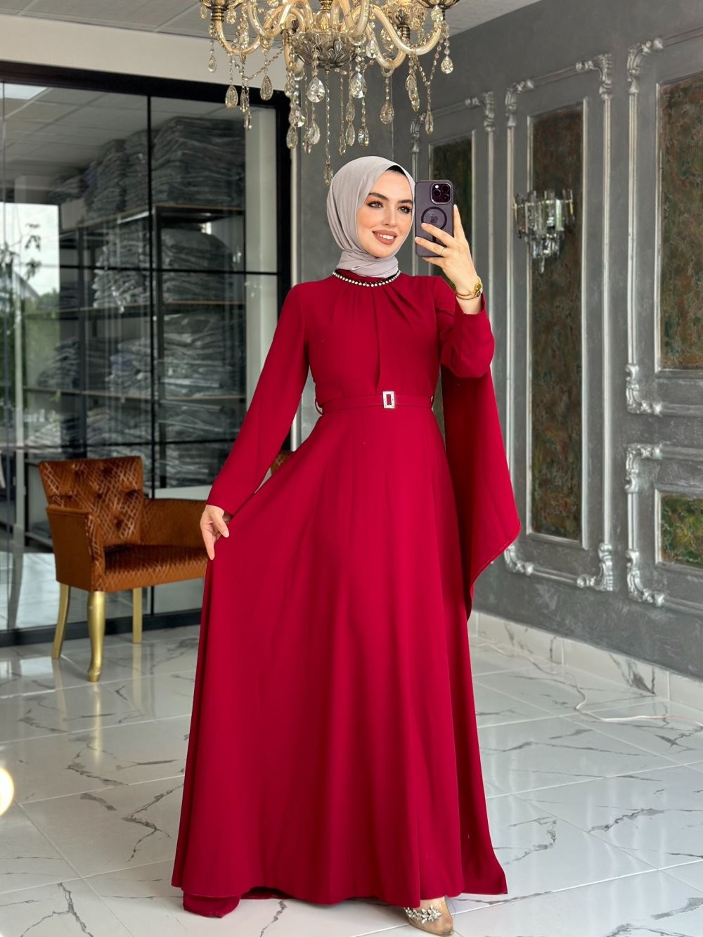 Abiye Elbise Bordo