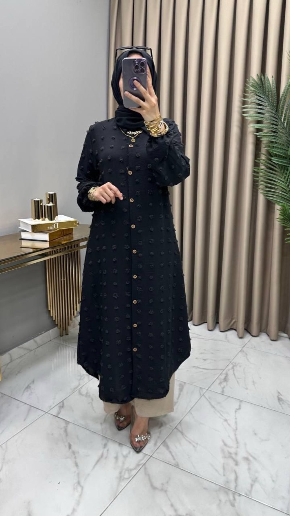 Boncuk Tunik Siyah