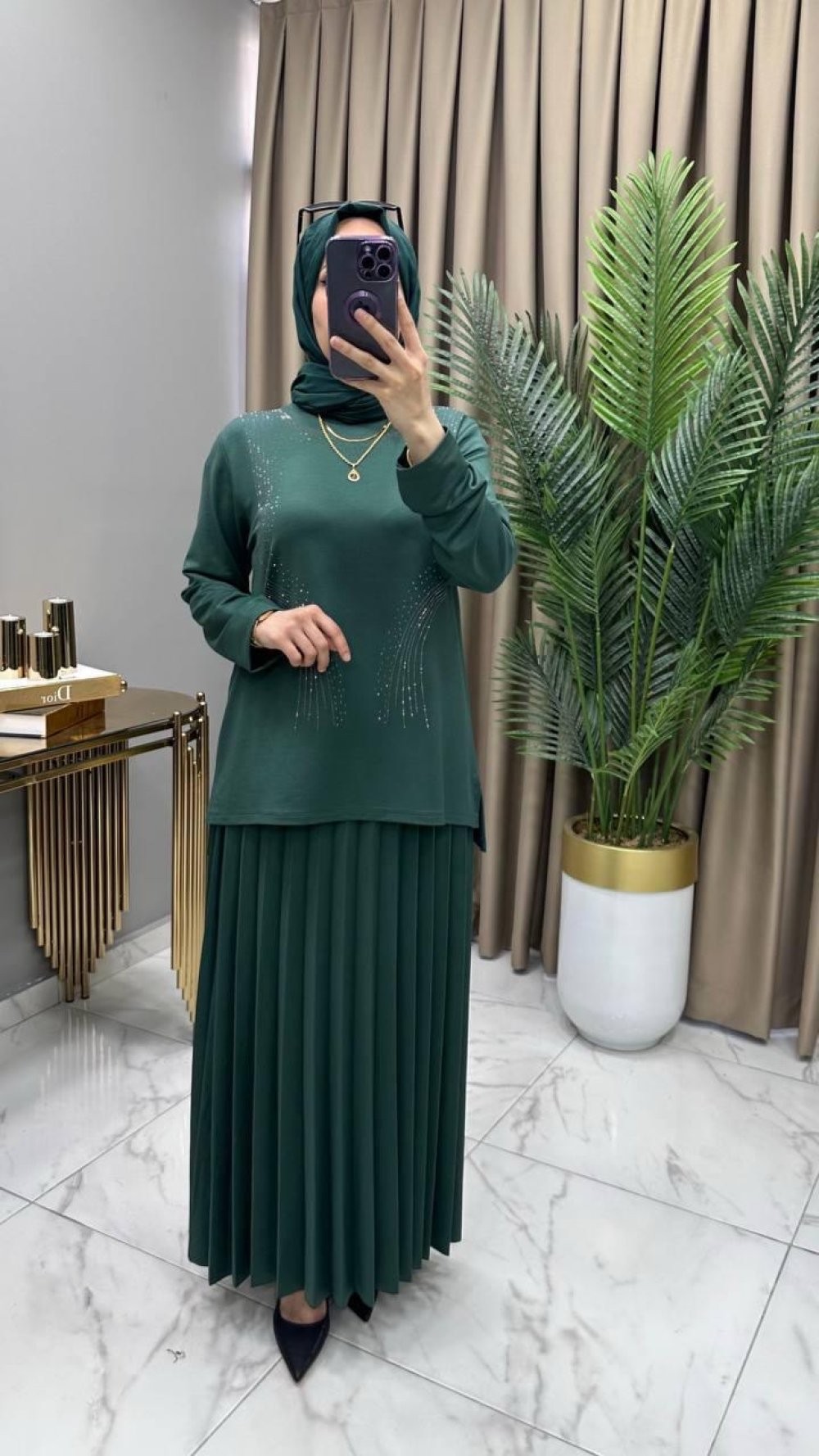 Alya Taşlı Takım Zümrüt 