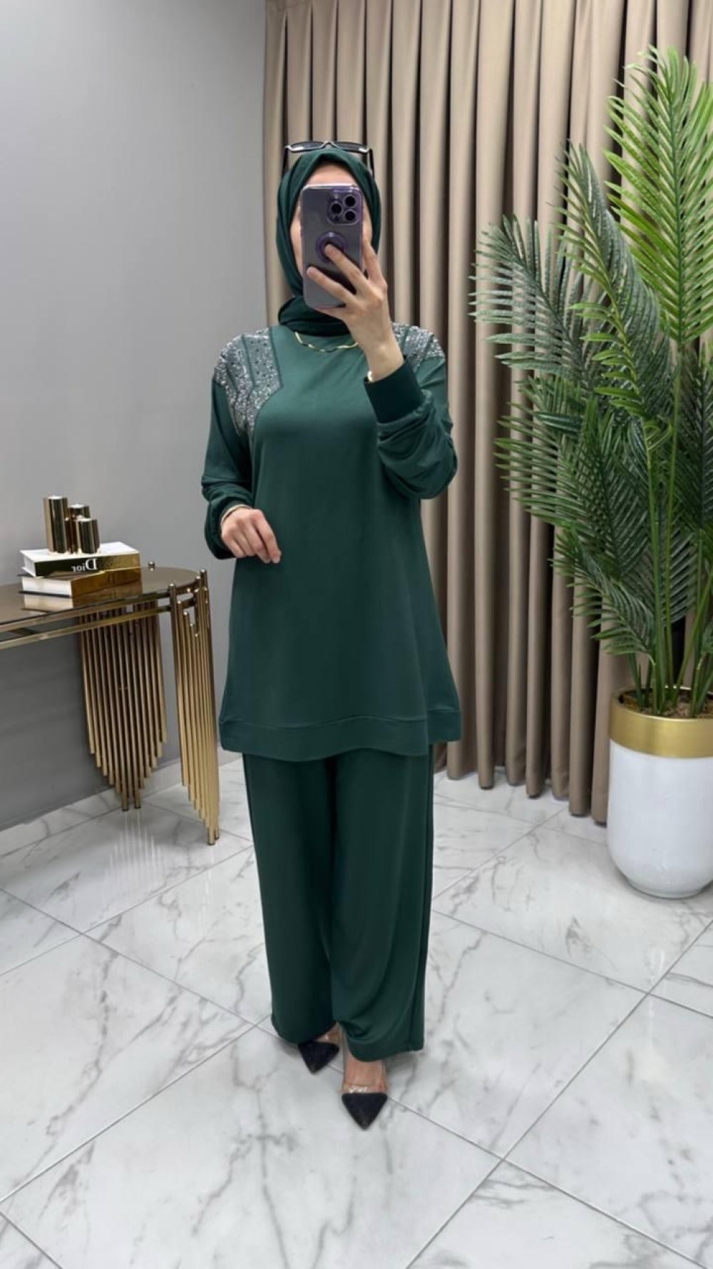Gizem Taşlı Takım Zümrüt 