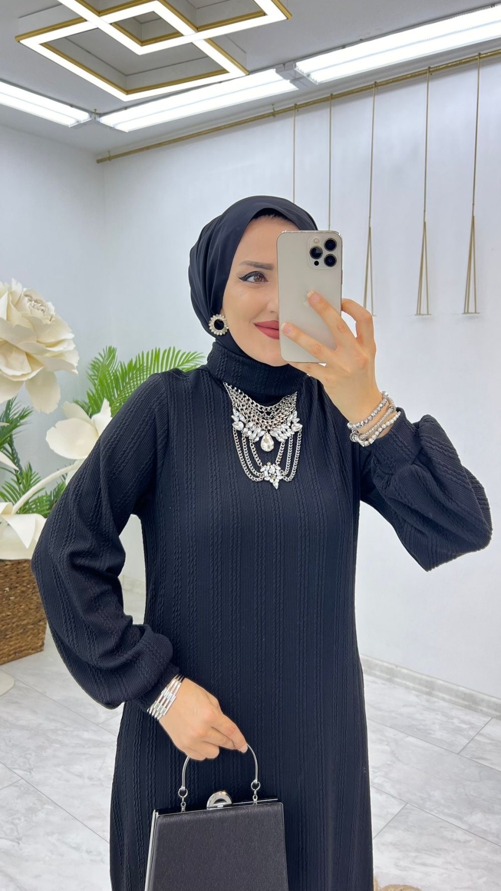 Siyah Banu Elbise Tesettür Giyim 