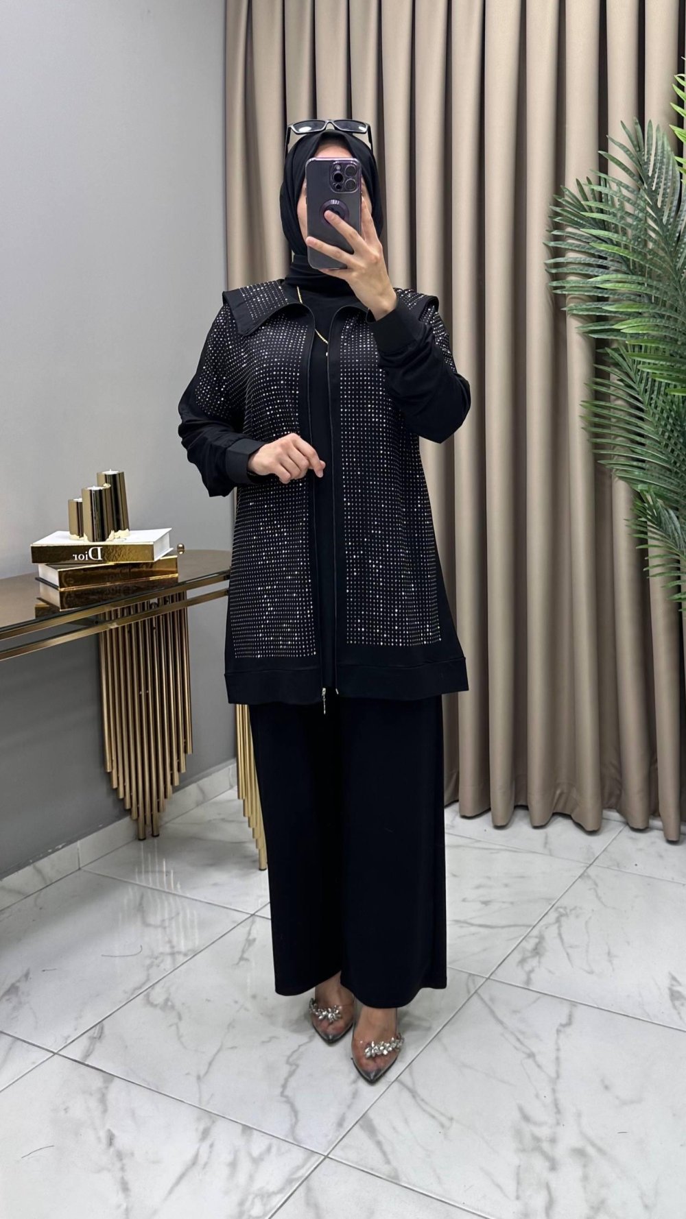 Efsane Taşlı Takım Siyah